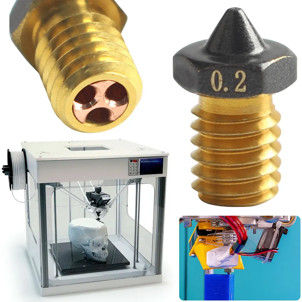 고유량 포인트 깍지 E3D V6 압출기 프린트 헤드 깍지, VORON MK3S 용 논스틱 필라멘트, 0.2mm, 0.3mm, 0.4mm, 0.5mm, 0.6mm, 0.8mm