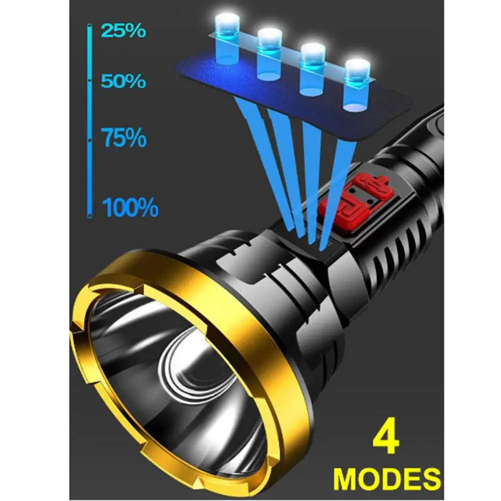 Outdoor LED Flashlight 100000lm Rechargeable Waterproof High Power 1000m Long Range Camping