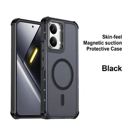 Luxury Matte Translucent Shockproof Magnetic Case - Magsafe Armor Hard Cover for Poco X8 Pro (Black)