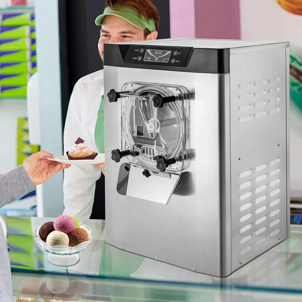 Commercial Ice Cream Machine 1400W 20/5.3 GPH Hard Serve Ice Cream Maker with LED Display Screen Auto Shut-Off Timer, Silver 2
