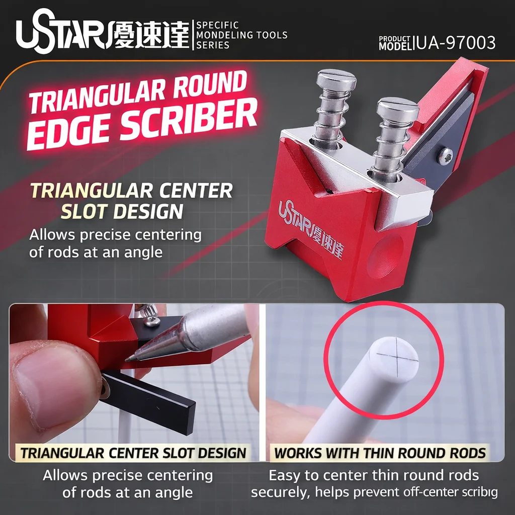 Ustar UA-97003 Φ0.56.0mm 원형 막대 모서리 스크라이버 원형 막대 중심 위치 지정용 취미 도구 모델 제작 도구