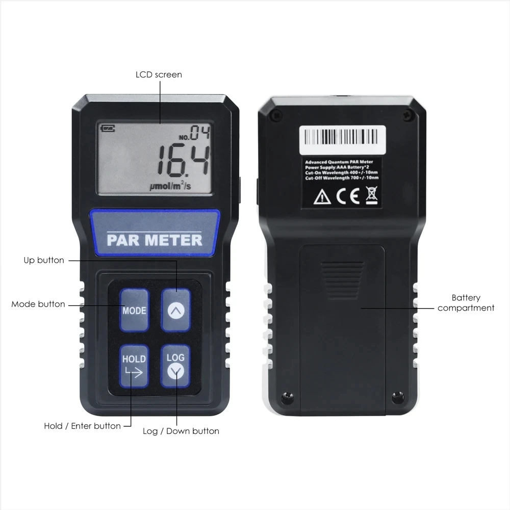 Digital PAR Meter IP68 Waterproof Probe PPFD Tester Full Spectrum Quantum Sensor Photosynthetic Activity For Aquarium Reef Plant