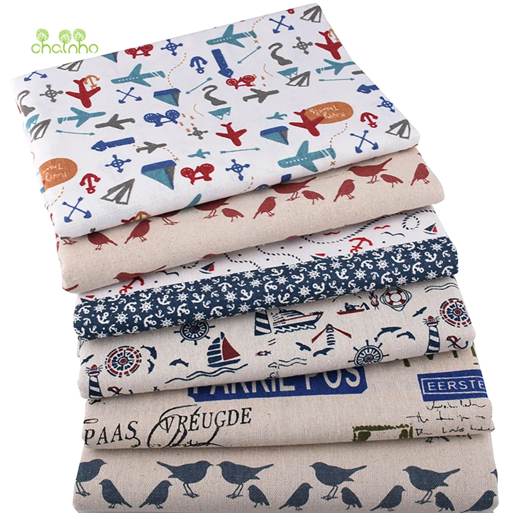 Chainho,Printed Cotton Linen Fabric,DIY Sewing Quilting Material,Cloth For Table,Sofa,Curtain,Bag,Cushion,Furniture Cover,15CL10