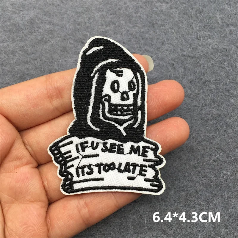 Flame Skull Embroidered Punk Patch