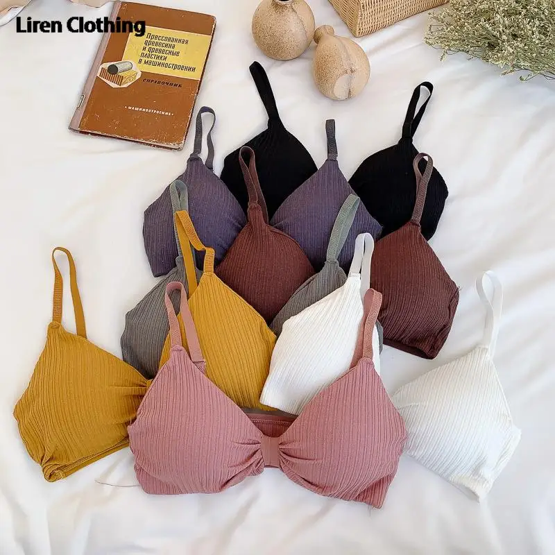 

OLOEY Bro Wire Free Bras For Women Sexy Lingerie Push Up Bra Cotton Brassiere Comfort Padded Bra Top Female Bralette