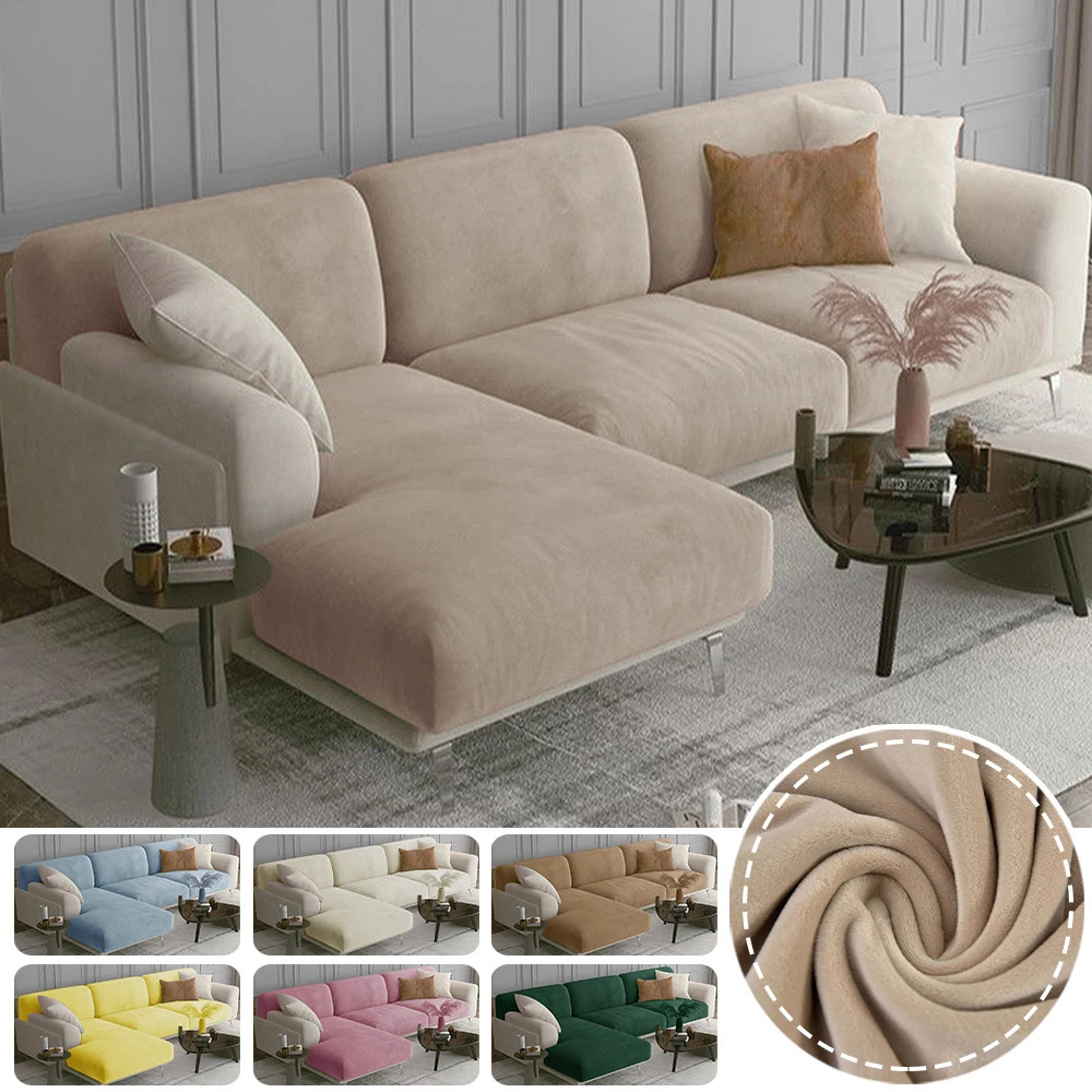 Luxury Soft Velvet Sofa Seat Cover Solid Elastic Sofa Cushion Covers Separate Furniture Protector Sofa Cover Living Room Pets