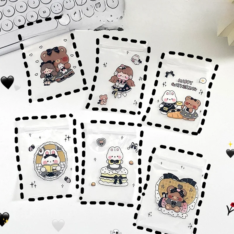 

Cartoon Dark Comic Style Pattern Storage Bag for Girls, Self Sealing Zipper Bag, Makeup Supplies, Cute