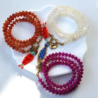 Collier de perles colorées élégant et accrocheur, accessoire de mode estival, style bohème, avec pendentif poisson tricoté à la main 5