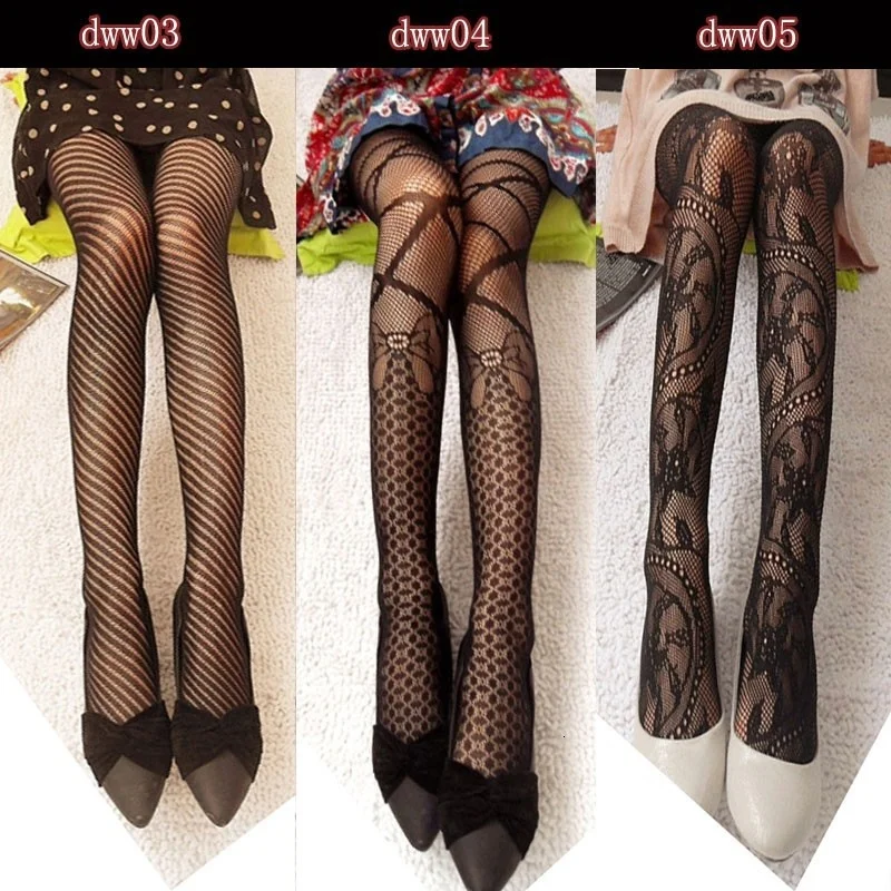 Description Picture 6 of itemFashion Womens Lady Girls Black Sexy Fishnet Pattern Jacquard Stockings Pantyhose Tights  Styles Woman 1pcs dww20