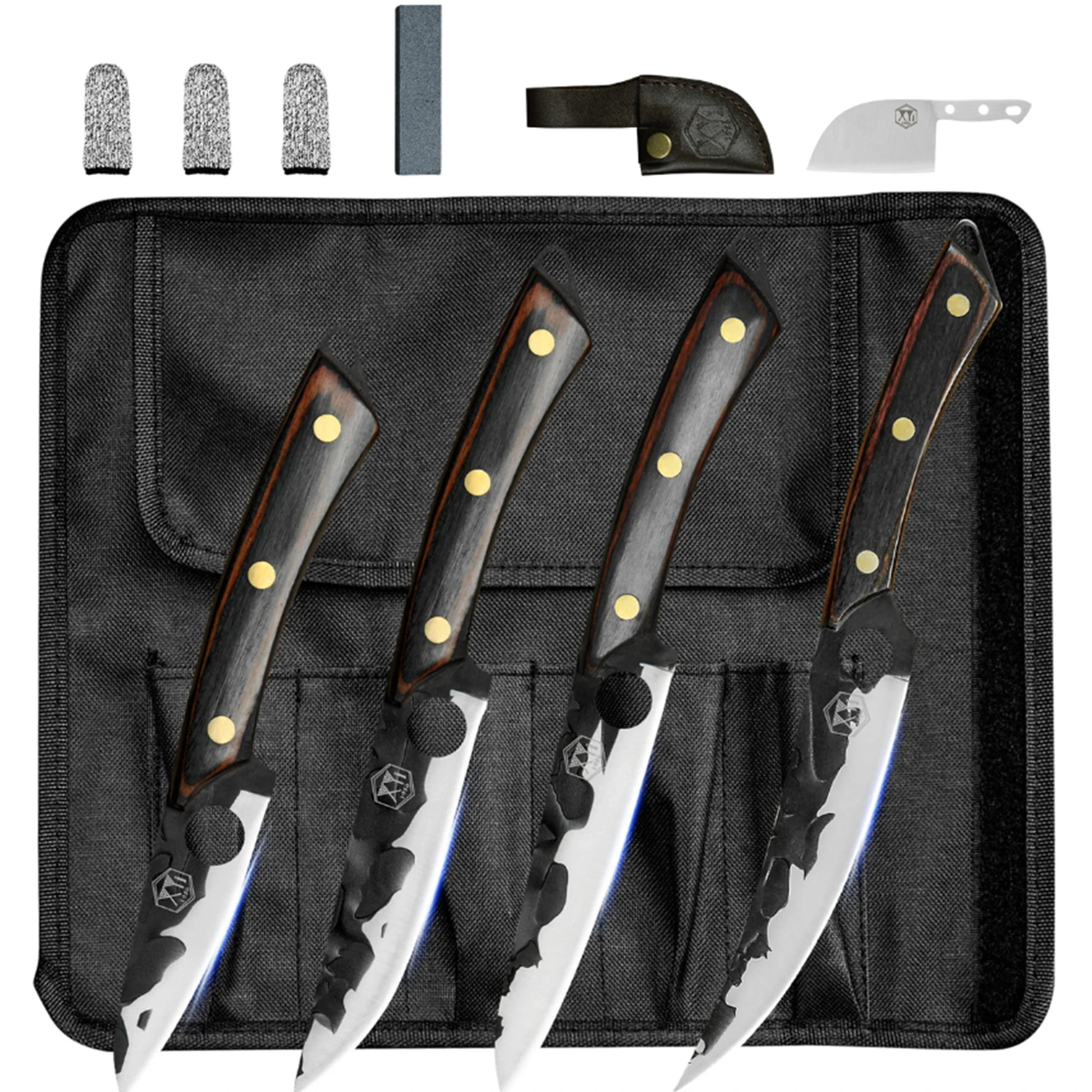 

XYj 4 Pieces Kitchen Knife Set 3.5-6 Inch Sharp Blade Fish Fillet Utility Knife Fruit Paring Poultry Boning Knives With Roll Bag