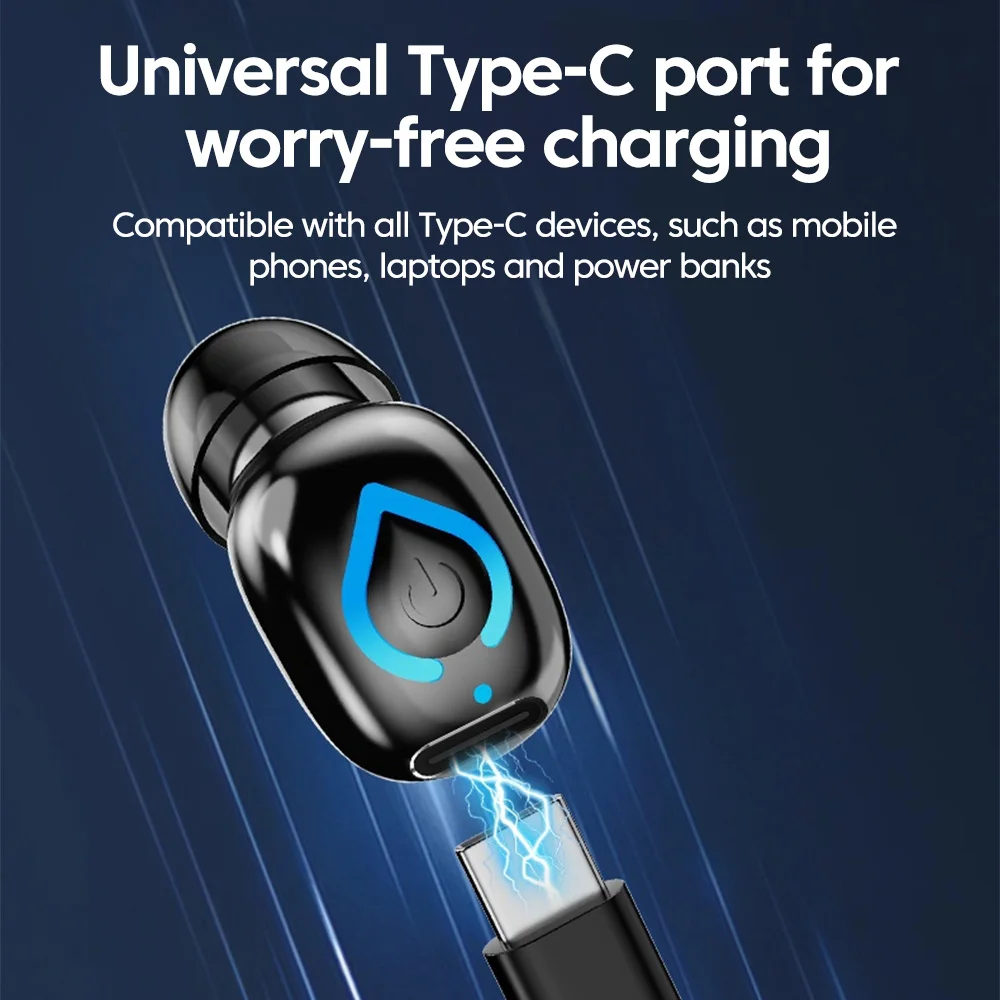 Compact Wireless Bluetooth Earbud with Noise Reduction & Fast Charging