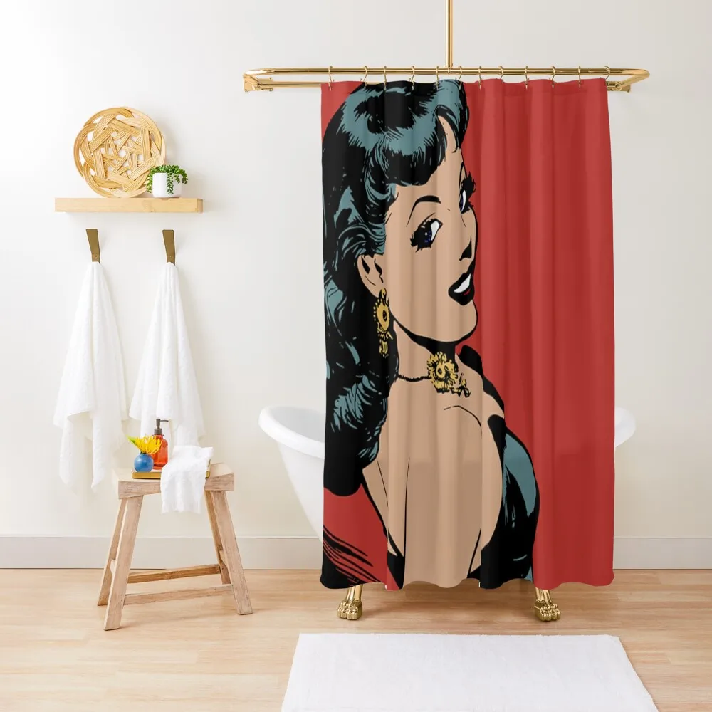 

Elegant pin up girl Shower Curtain Anime Shower Shower Bath Bathroom For Curtain
