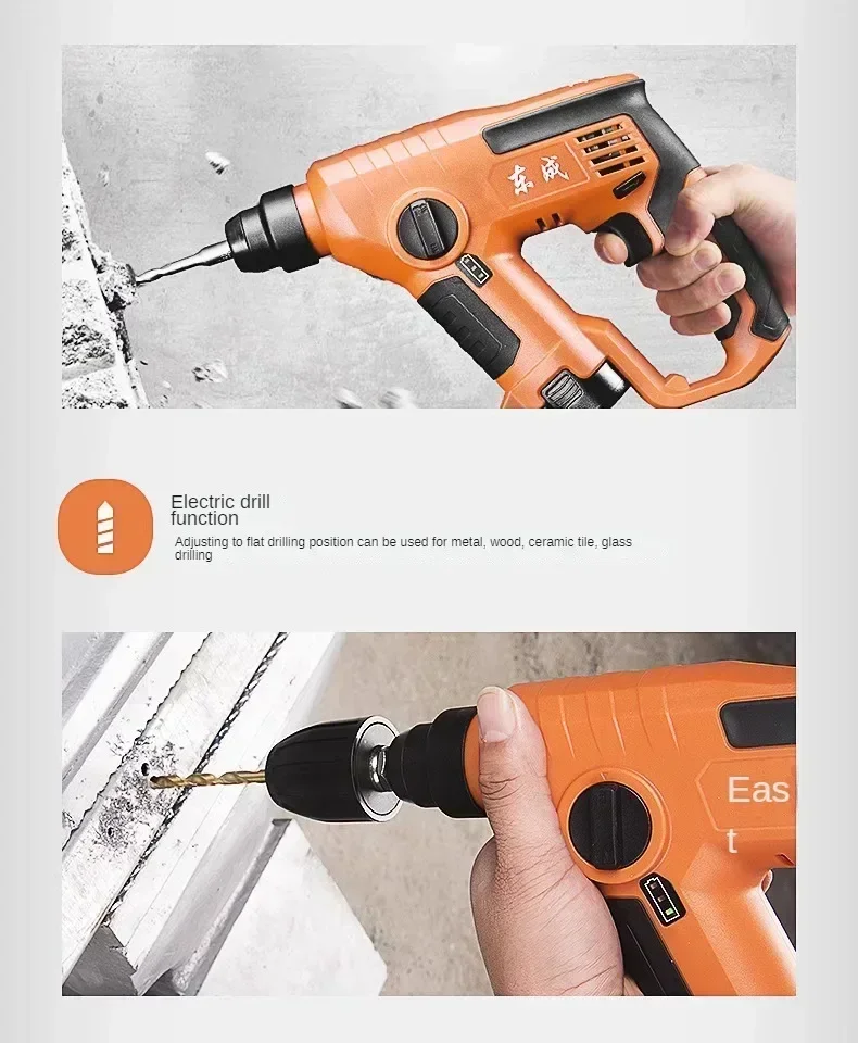 Small and Lightweight Lithium-Ion Impact Drill for Home Use - Eastinto Electric Hammer Drill 3