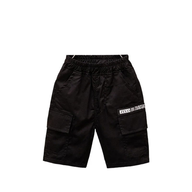 

2024 Korean Summer Baby Boy Pants Cotton Letter Side Pocket Kid Boys Pant Elastic Waist Thin Casual Little Boys Knee Length Pant