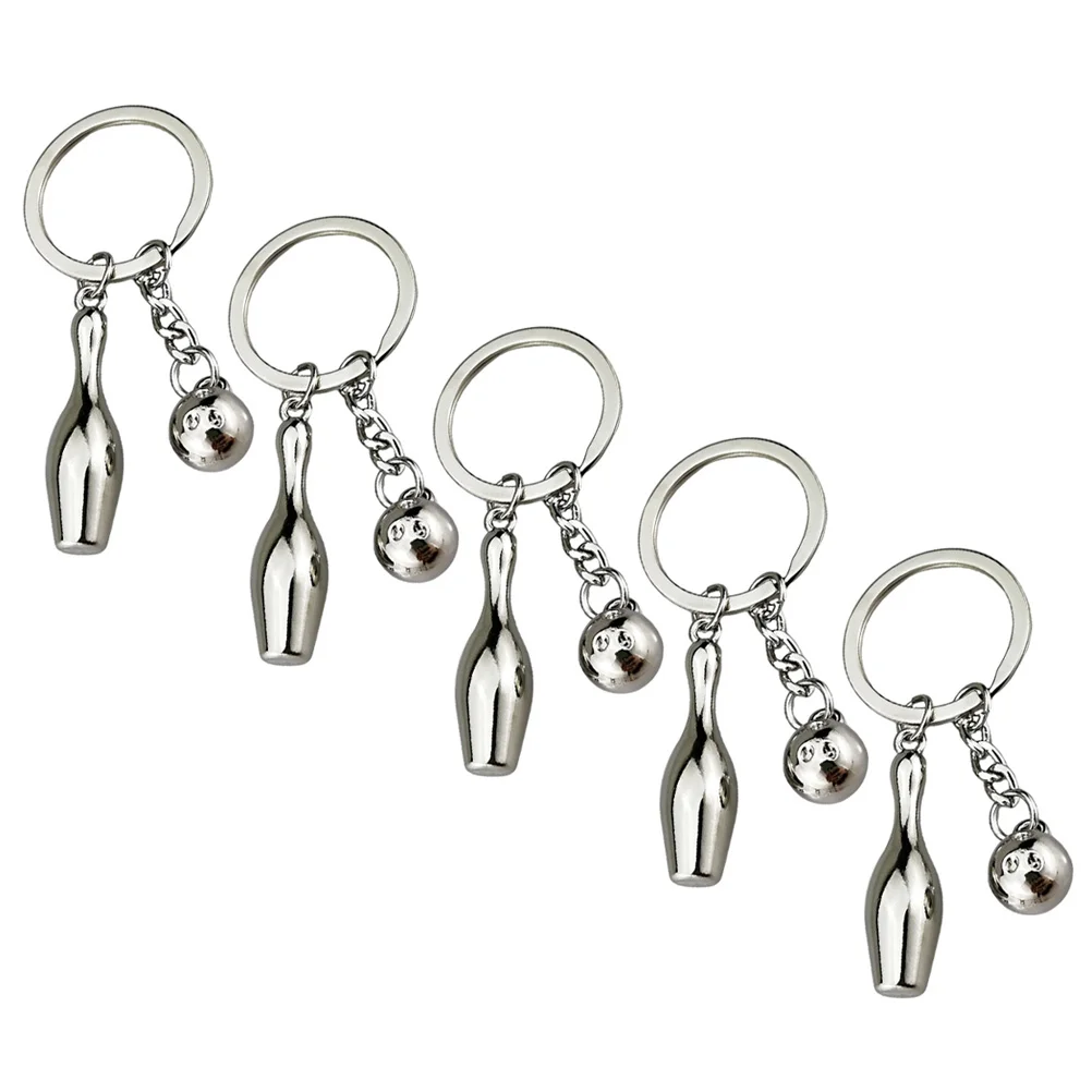 

5 Pcs Keychain Bowling Gifts Keyring Tennis Sports Souvenir Simulation Bag Hanging Ornament