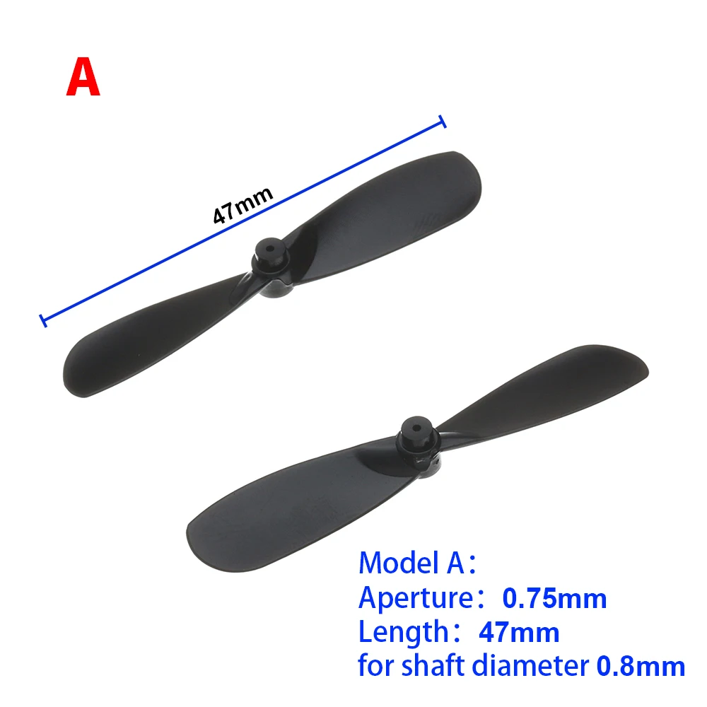 Hélice miniature CW de 75 mm pour drone, pale grise avec bord d'attaque blanc, détail du pas.