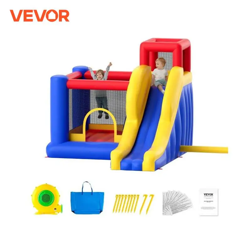 VEVOR Inflatable Bounce House Outdoor High Quality Playhouse Trampoline Jumping Bouncer with Blower Slide and Storage Bag Castle 1
