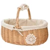 Wicker Storage Basket Metal Shopping Fruit for Kitchen Picnic Foldable Woven Decorative Tray 1