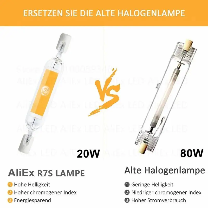 2022 R7S LED COB 유리관 78mm 118mm 고성능 J78 J118 전구 AC110V 120V 130V 220V 230V 240V 가정 할로겐 램프를 대체하십시오