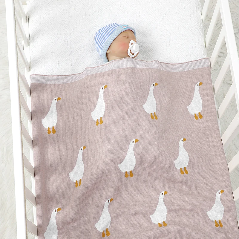 Baby Blanket Cotton Newborn Knit Infant Girl Boy Bedding Quilt 100*80CM Super Soft Toddler Stroller Swaddling Cute Cartoon Goose