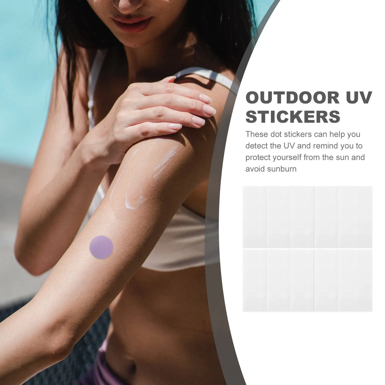 10 시트 Uv 감지 스티커 내마모성 야외용 태양 차단 스티커 자동차 창문 Uv 테스트 도트 패치 색상 변경 태양
