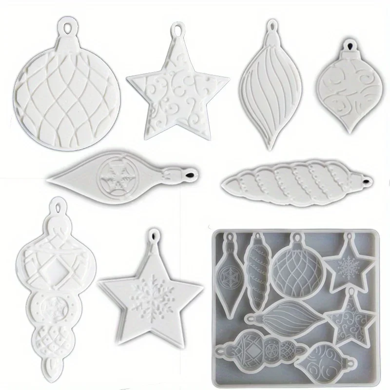 1pc DIY Ocean Conch Starfish Gypsum Fragrance Stone Mold Christmas Star Snowflake Lamp Painting Hanging Silicone Mold