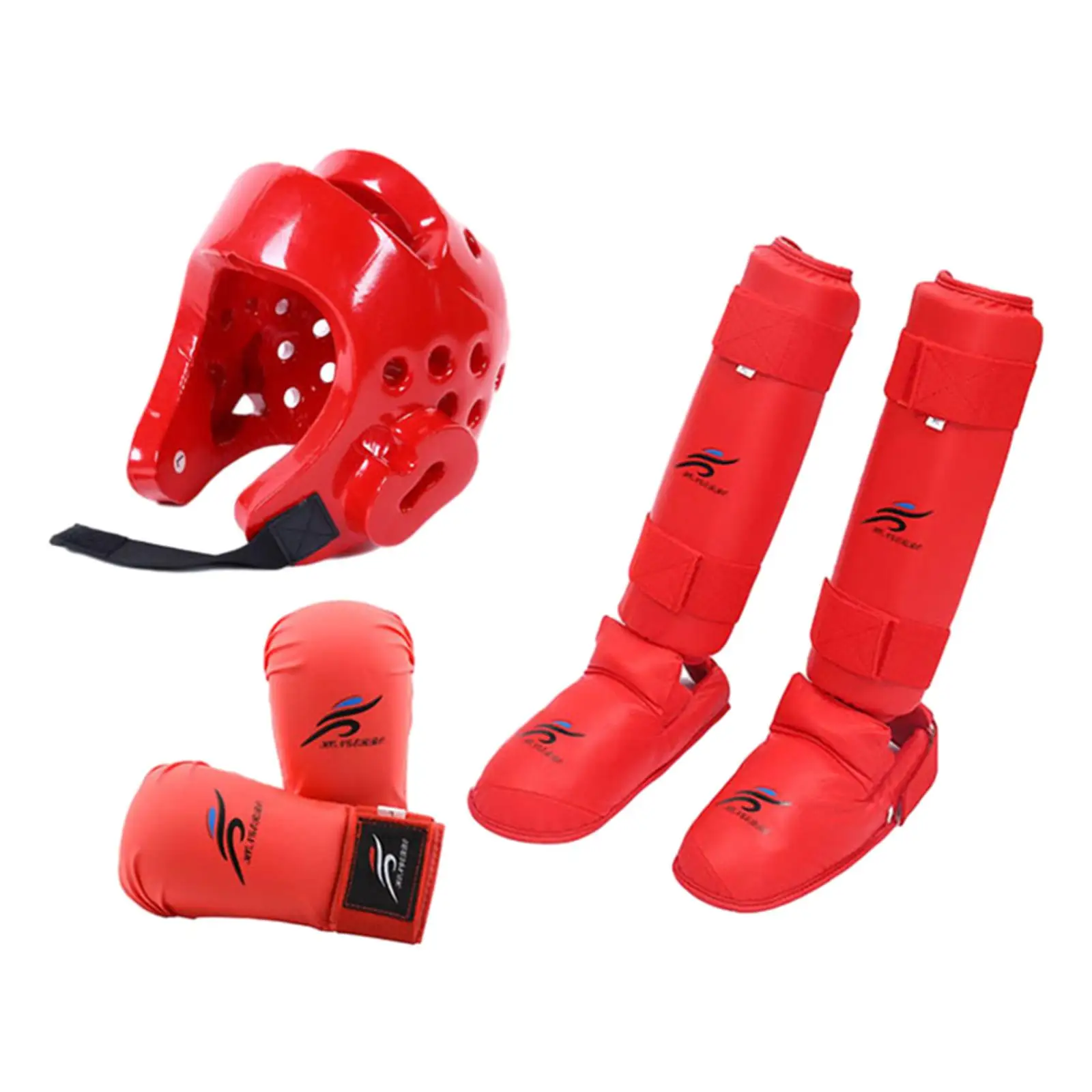 Taekwondo Sparring Gear Set with Shin Guards Footgear for Taekwondo Sparring