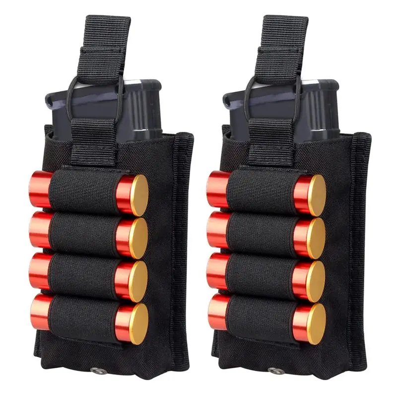 

Tactical Molle Single Open-Top Mag Pouch for M4 M14 M16 AR15 G36 Magazine Pouch Holster with 4 rounds 12 Gauge Shell Ammo Holder