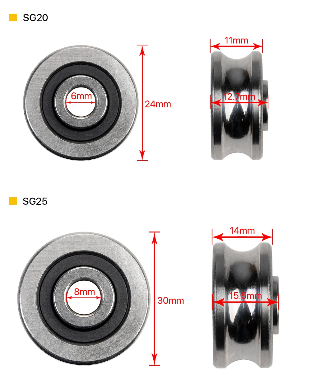 sg25 rolamentos de esferas para co2 gravação a laser máquina corte