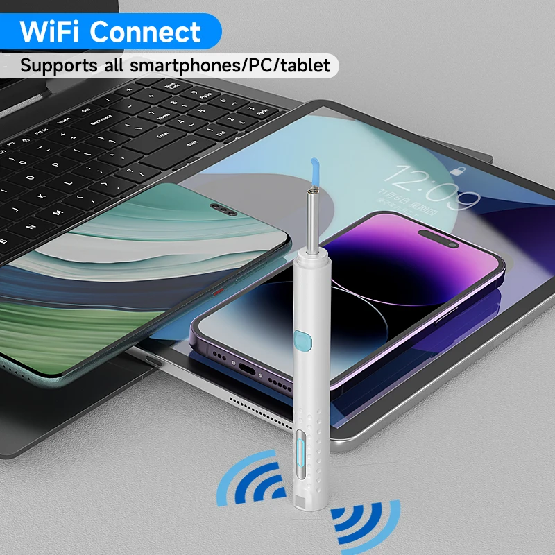 WiFi Visual Otoscope Camera HD1080P for iOS Android Ear Picker Waterproof Dig Ear Wireless Endoscope for Ear Clean 4.2mm 4.9mm 2