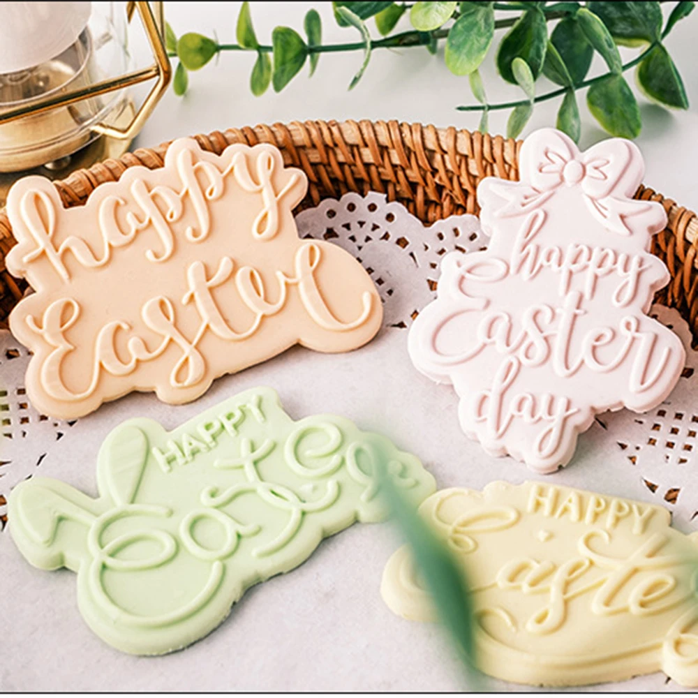Happy Easter Cookie Molds Fondant Cutter DIY Baking Decorating Tools Kitchen Supplies