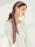 100% Natural Mulberry Silk Long Scarf Solid Color Neckerchief Hair Ties Bag Ribbon Headband Hair Ornament Female Strip Scarves 2