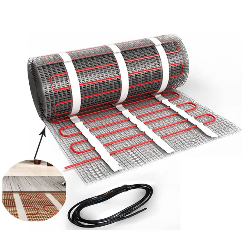 220V 150W/ ㎡   10 ㎡   60 ℃   유리섬유 난방 매트 전기 바닥 난방 매트 욕실 가정용 난방 이중 전도 난방 바닥 매트