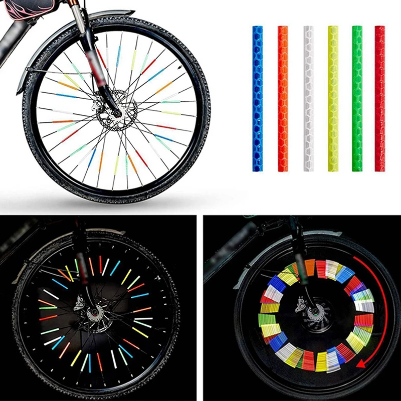 12 Stück Fahrrad rad Speichen reflektierende Aufkleber bunte Röhre Warn sicherheits licht DIY Fahrrad Reflektor reflektierende Sicherheit Kit