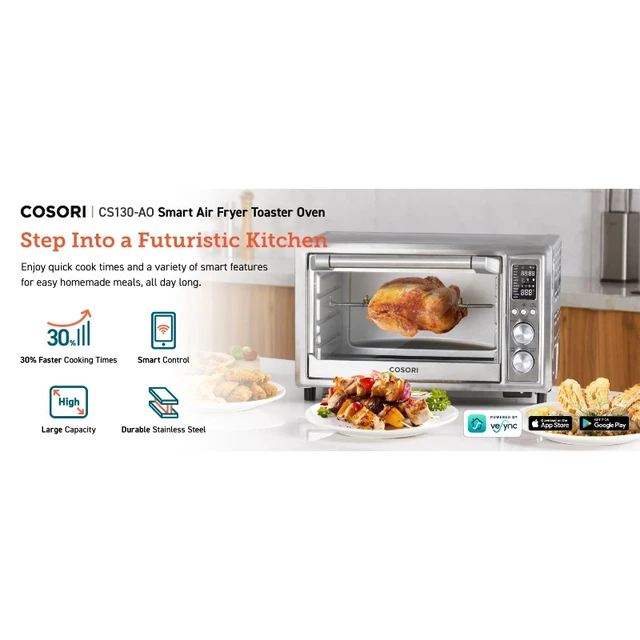 COSORI Air Fryer Toaster Oven, 12-in-1 Convection Oven Countertop with  Rotisserie, Stainless Steel 32QT/32L, 6-Slice Toast, 13-inch Pizza,100  Recipes