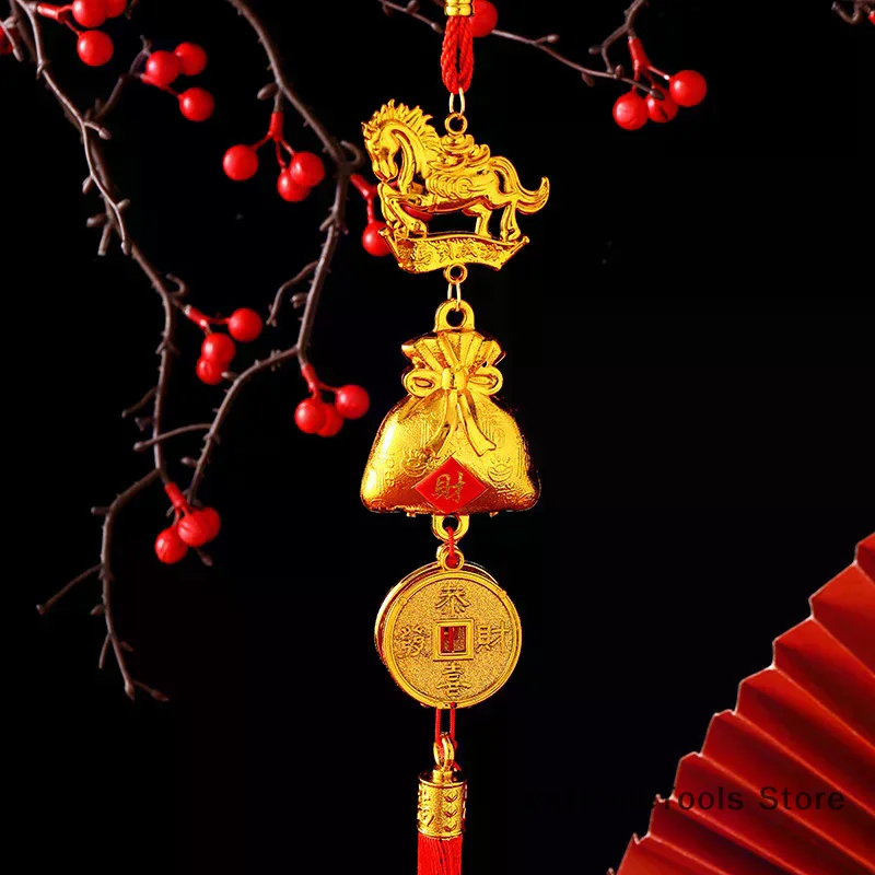 2026 Year Of The Horse Wall Hanging Car Ornament Chinese New Year Red Gold Pendant Lucky Decoration Housewarming Gifts