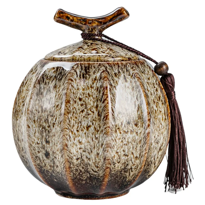 Kiln Change Ceramic Tea Caddy Food Storage Jar Sealed Jars Tea Box Tea Containers Storage Tank Candy Jar Home Organizer Teas Can