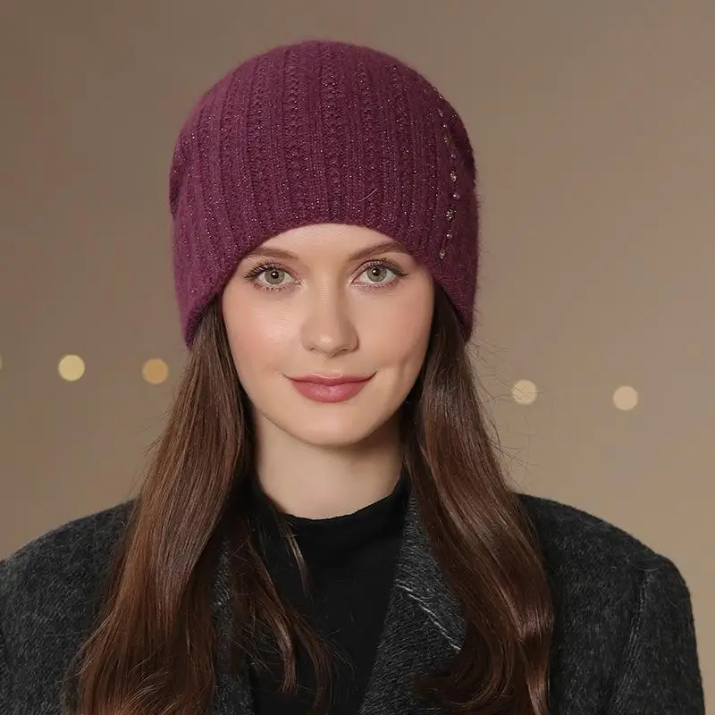 New Women Winter Hat Fashion Decorate Beanie Hat Warm Winter Cap For Female Casual Streetwear Knitted Hat 5