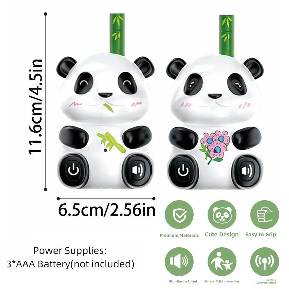2Pcs Panda Walkie Talkie Toys Transceiver No Radiation Portable Wireless Walkie-Talkies Cartoon Battery Powered