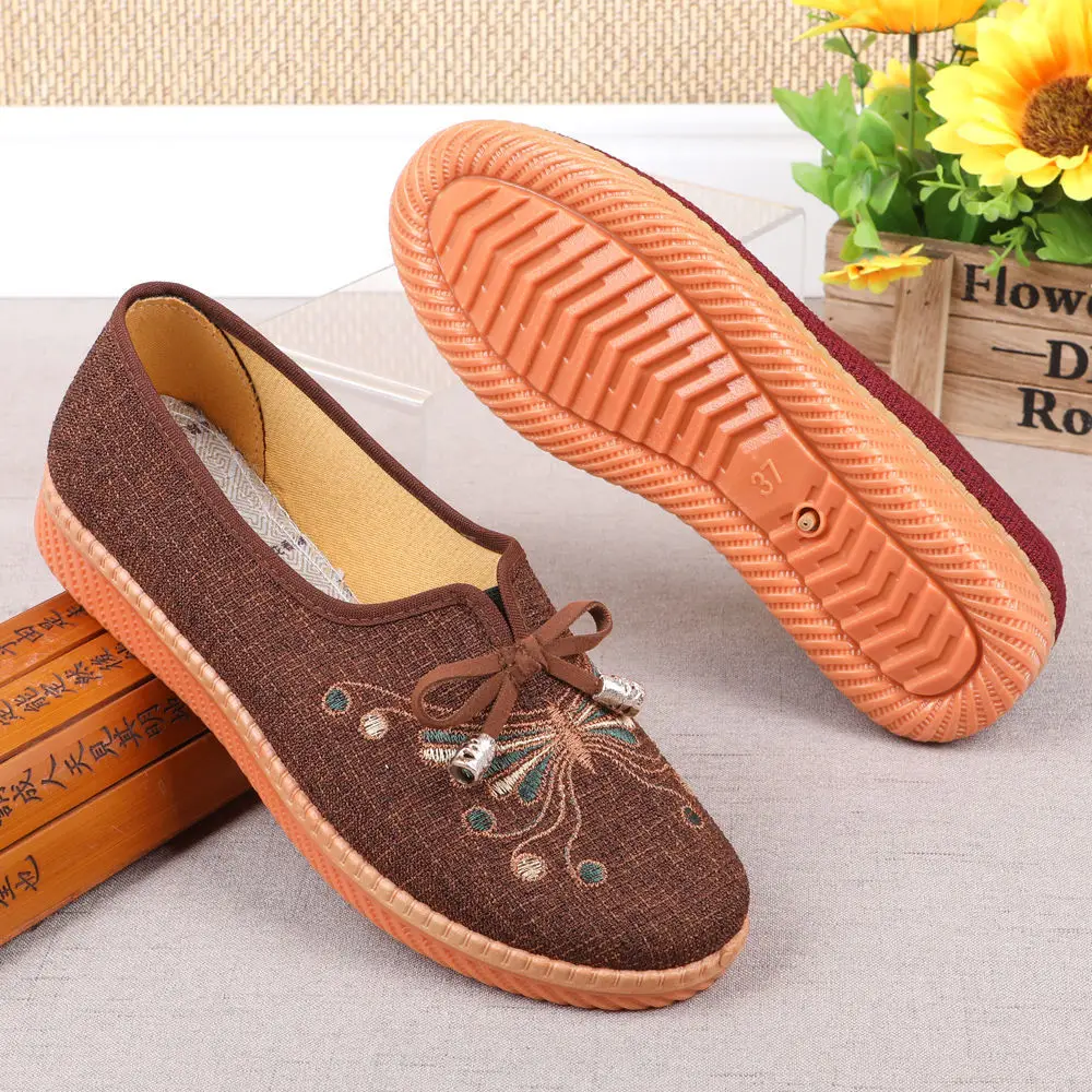

Cresfimix Sapatos Femininas Women Retro Bow Tie Brown Anti Skid Flat Dance Shoes Lady Cute Comfort Spring & Summer Loafers A28c