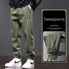 Men's Lyocell Elasticity Cargo Pants Baggy Bound Feet Sweatpants Drawstring Joggers Youth Streetwear Trousers Male Clothes 1