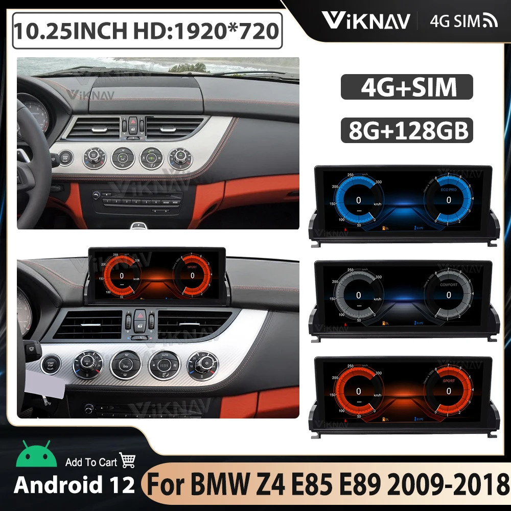

Android 12 ​For BMW Z4 E85 E89 2009-2018 CarPlay with screen Car Audio Stereo Head multimedia player 10.25 Inch
