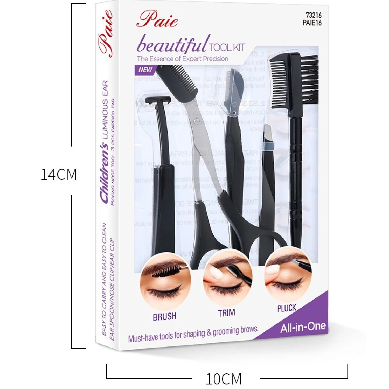 5PCS Specialized Eyebrow Trimmer Set Scissors Tweezers Eyebrow Razor Scraping Comb Razor Clip Makeup Tools Set