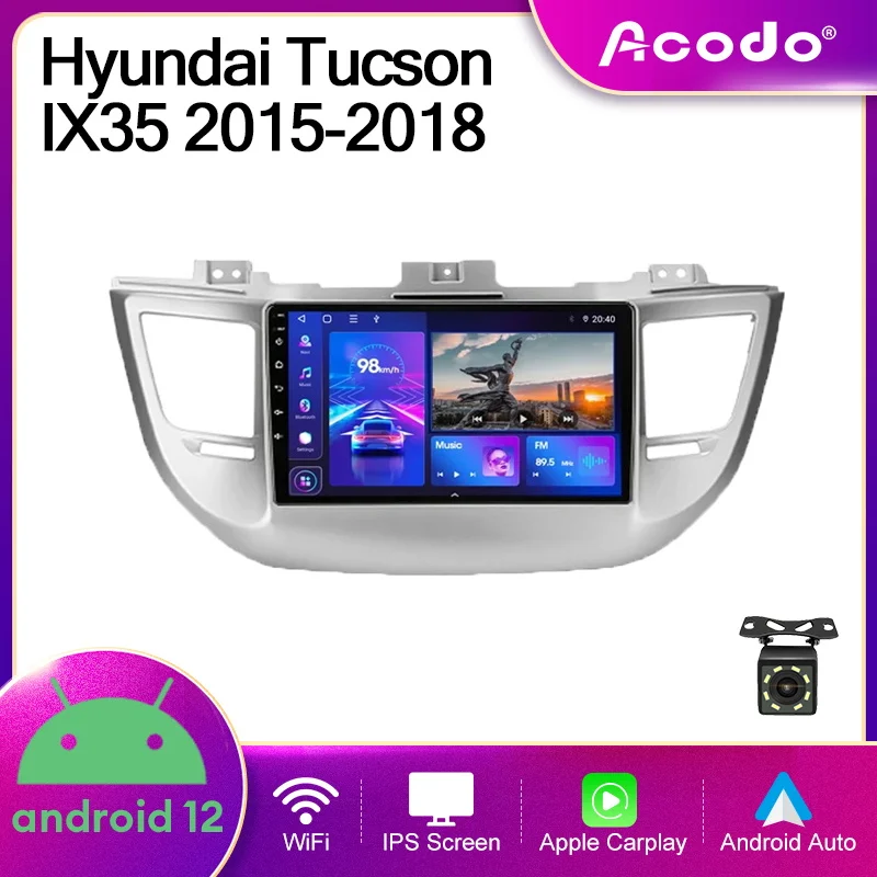 

Acodo 9"Android12 Carplay Auto 2Din Car Radio VideoPlayer For Hyundai Tucson IX35 2015-2018 WiFi BT FM SWC GPS IPS Screen Stereo
