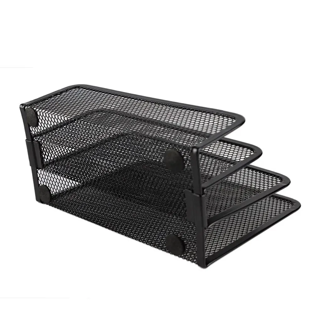 Black Metal Mesh Desk Organizer Desktop Letter Sorter Mail File Organizer Office School Accessories