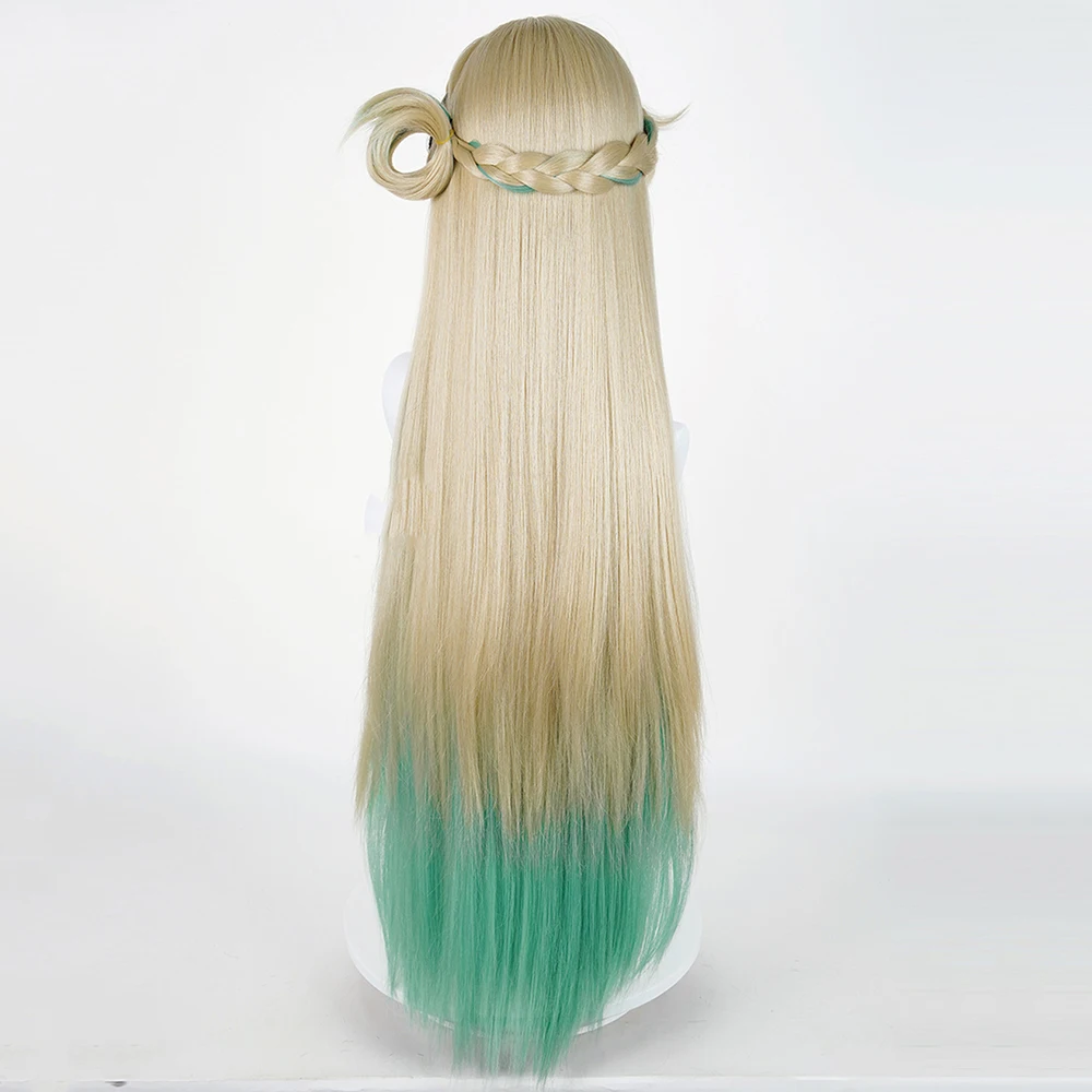 Generic Gold Green Gradient Long Heat-Resistant Synthetic Wig for Cosplay Events