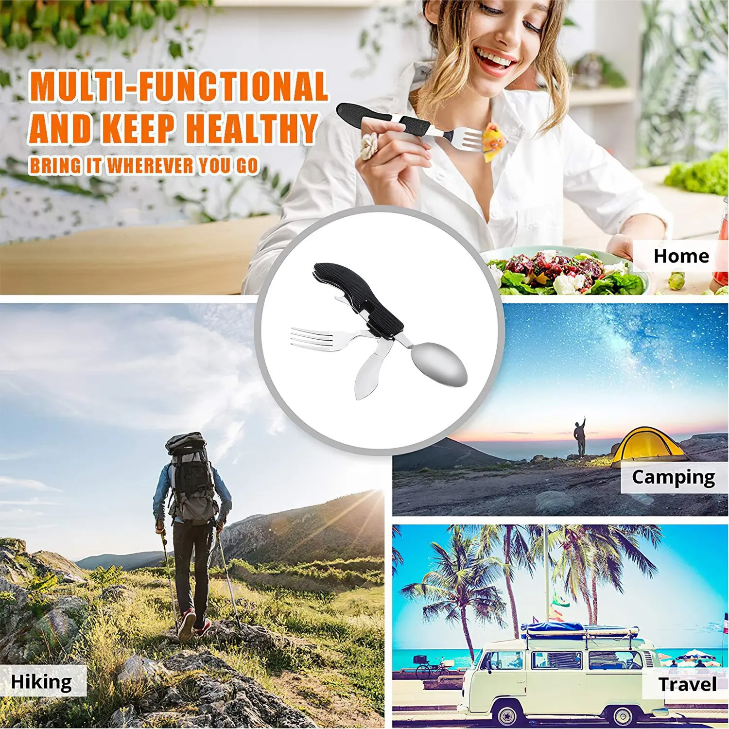 Foldable Tableware Knife Spoon Fork Camping Knife Fork Spoon Combination Tableware Outdoor Portable Multifunctional camping cutlery,portable tableware,portable cutlery
