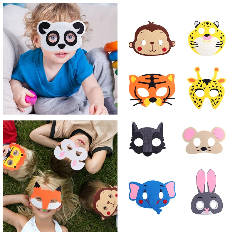 XIABYAYU Tiermasken Set 16-tlg - Dschungel Tier Masken Für Kinder Karneval & Rollenspiele
