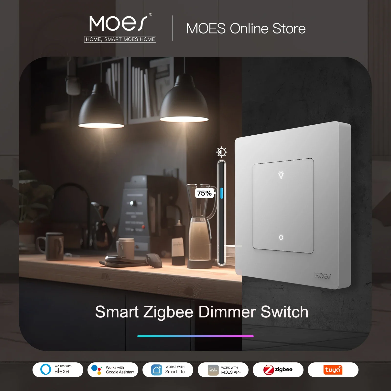 Moes-zigbee Interruptor Dimmer Inteligente Série Anel Estrela Escurecimento da Luz Smart Life App Trabalhar com Alexa Google Home 13gang