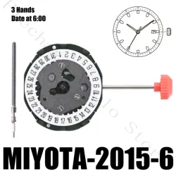 Japanese Miyota Quartz Watch Movement with 3 - Hand Date Display and 3 - Year Battery Life (Date at 6)